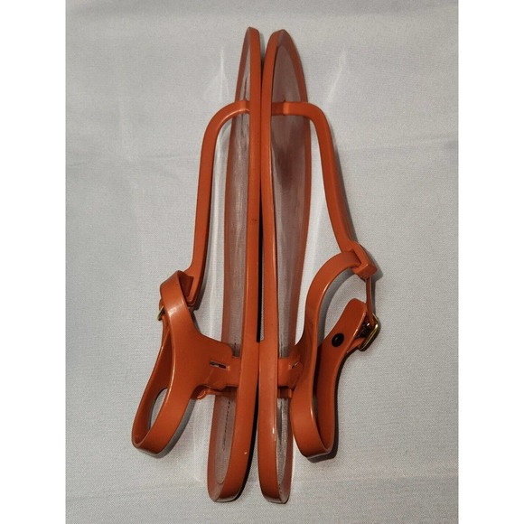 Tommy Bahama Jelly T-Strap Sandals Thongs Flip Flops Size 10 BURNT ORANGE - Picture 3 of 5